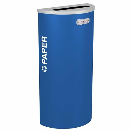 EX-CELL KAISER 8-gal recycling receptacle- half round top and Plastic decal- Royal Blue Texture finish EX122822